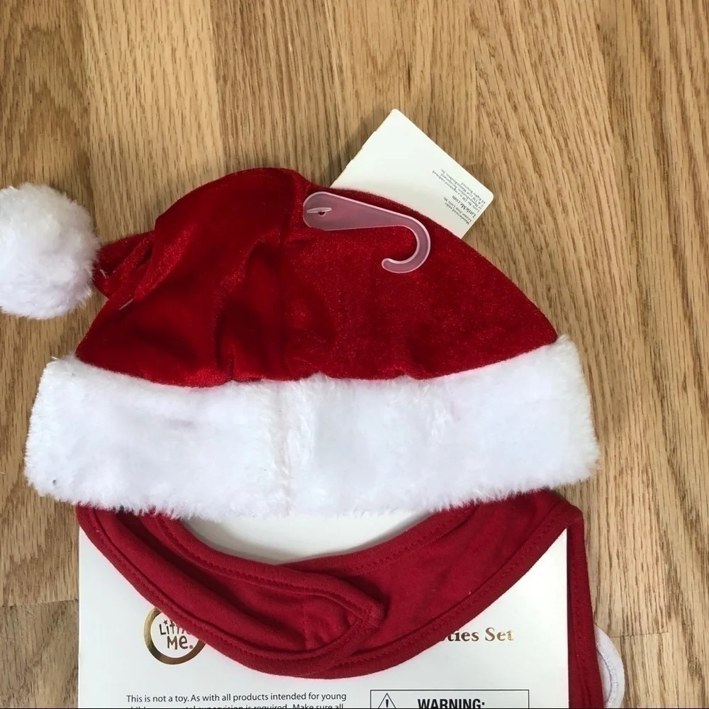 My First Christmas Hat Bib Set NWT Baby Santa Clause Red White